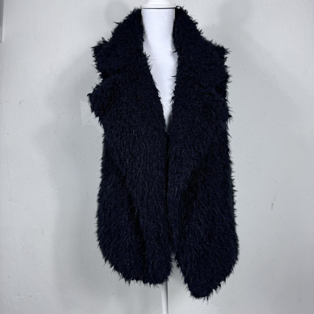 Belle Du Jour Fuzzy Vest Black Size 2X Soft Furry Apres Ski Winter Fall Layering